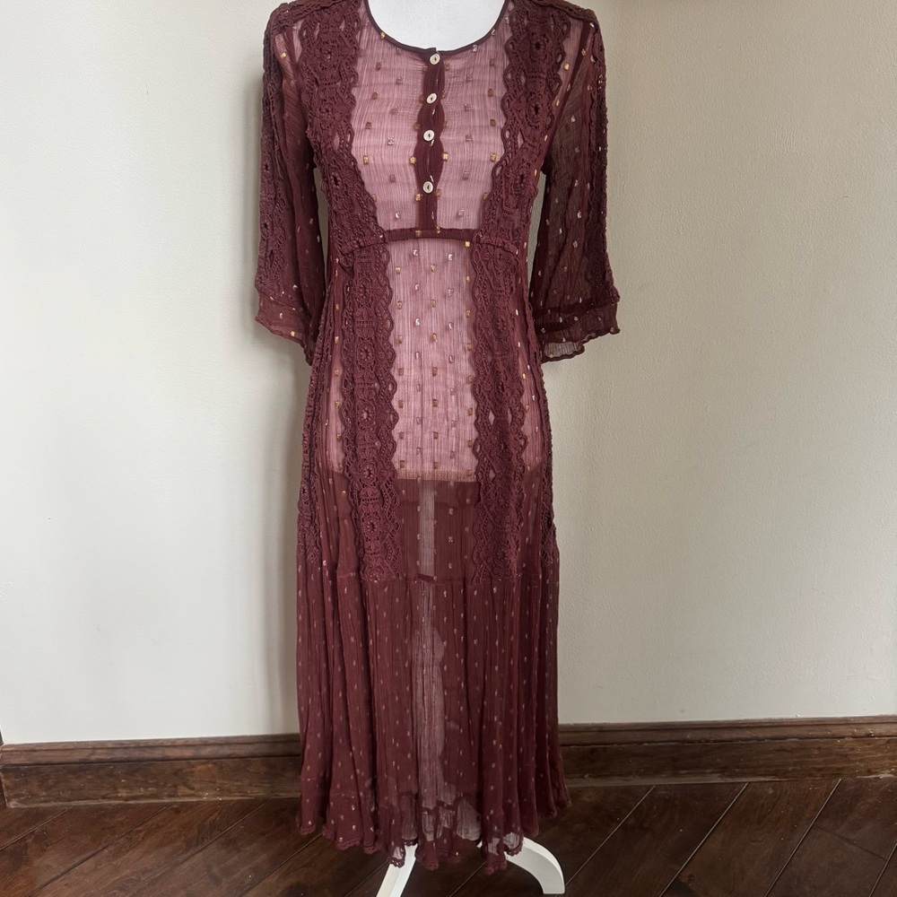 Sundance Boho Gold Flecked Sheer Over Dress